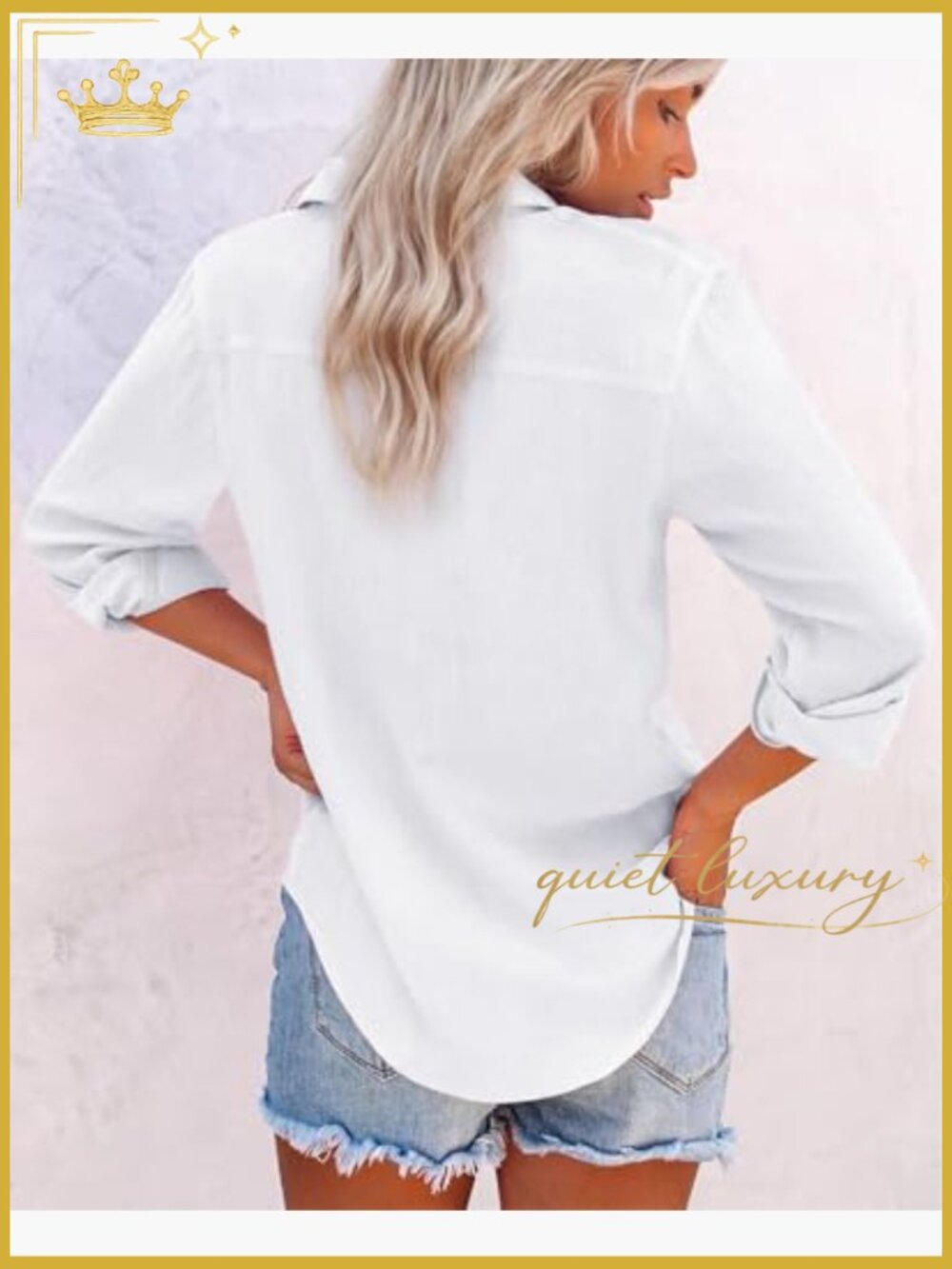 Women's Button Down Shirt Long Sleeve Cotton Oxford Work Blouse Collared Top - Picture 2 of 7